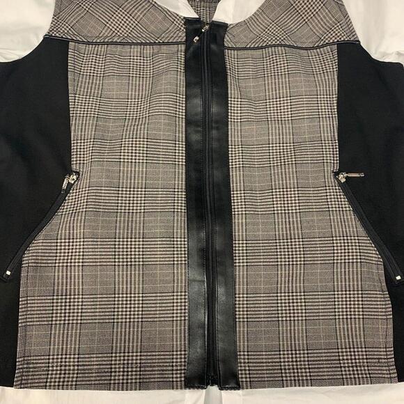 Le Grenier Womens 2 Pc Plaid Blouse Faux Vest Full Zip Top & Dress Pants Size 11 - Picture 7 of 12